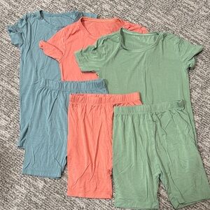 3-Piece Bamboo Lounge Set in Coral, Sage & Dusty Blue